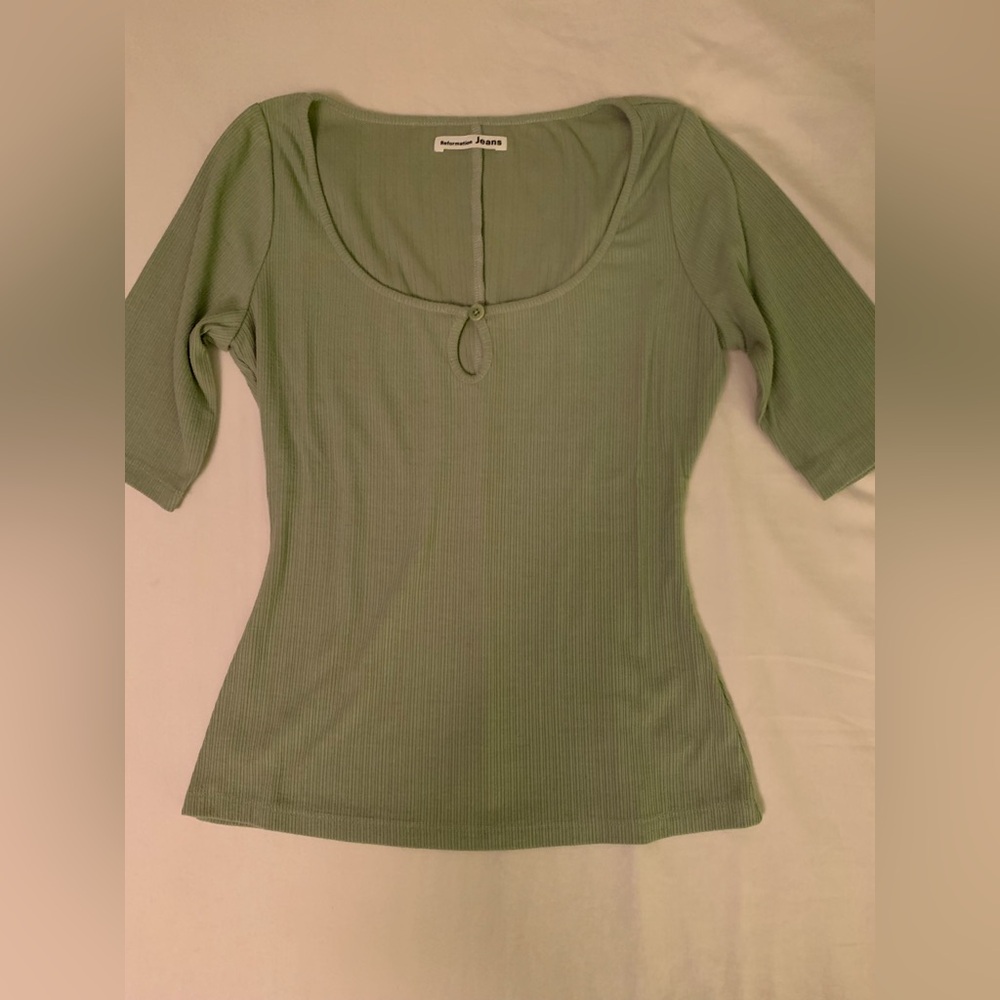 Reformation Sage Green Ribbed Top